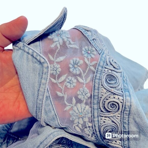 Plus Size Denim Dress Coastal Cowgirl Country Embroidered Blue Jean Button Sz 3X - Picture 7 of 15